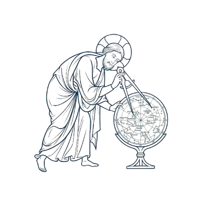 Figura de um estudioso medindo uma esfera celeste